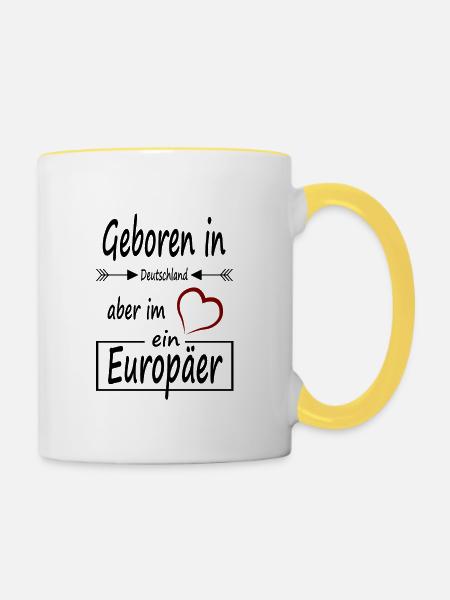 Europa - Tasse zweifarbig - Weiß/Gelb
