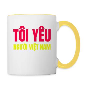 Ich liebe vietnamesische Menschen - Tasse zweifarbig - Weiß/Gelb - Rechts