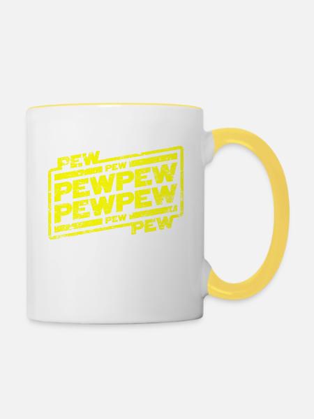 Pew Pew Pew - Tasse zweifarbig - Weiß/Gelb
