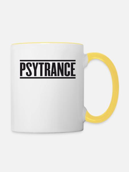 Psytrance - Tasse zweifarbig - Weiß/Gelb