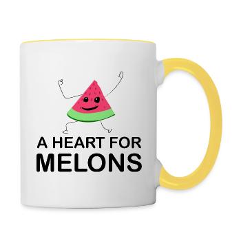Melon Melon Pastèque - Mug contrasté - blanc/jaune - Droite