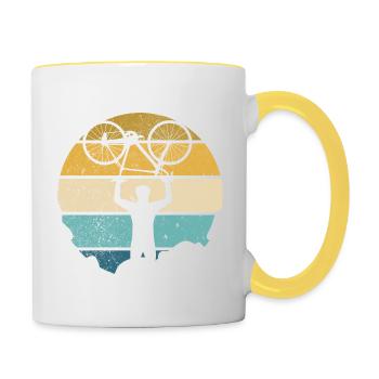Retro Radcross Cyclocross Cyclocross Cross Country Race - Contrasting Mug - white/yellow - Right