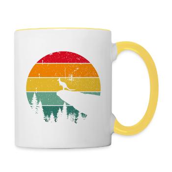 Vintage Retro Känguru Australien Geschenk - Tasse zweifarbig - Weiß/Gelb - Rechts