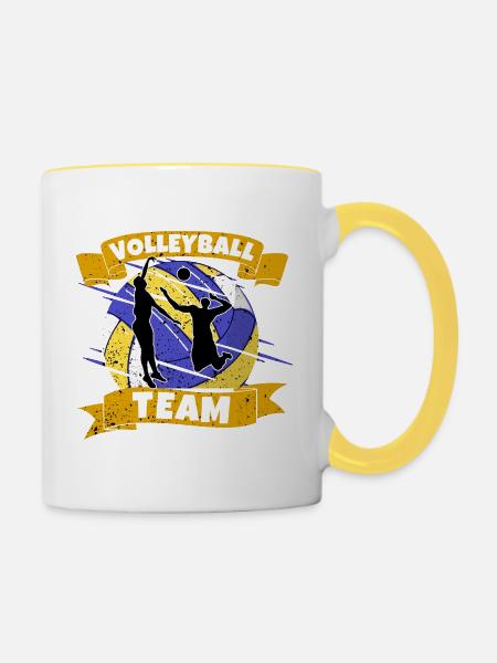 Volleyball team - Tasse zweifarbig - Weiß/Gelb