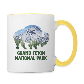 USA Amerika Nationalpark - Tasse zweifarbig - Weiß/Gelb - Rechts