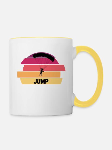 Fallschirmsprung JUMP - Tasse zweifarbig - Weiß/Gelb