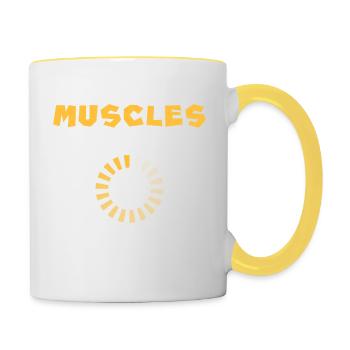 Muscles en cours de chargement - Corps de Rêve - Mug contrasté - blanc/jaune - Droite
