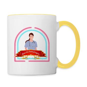 I am a nurse, Ben bir hemşireyim - Tasse zweifarbig - Weiß/Gelb - Rechts