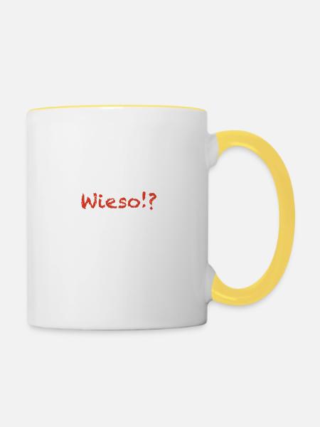 wieso!? - Tasse zweifarbig - Weiß/Gelb