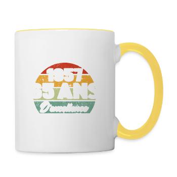 Cadeau 65 ans d'excellence / Édition limitée 1957 - Mug contrasté - blanc/jaune - Droite
