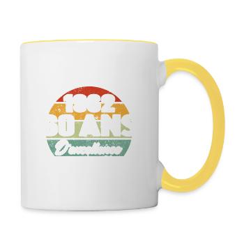 Cadeau 60 ans d'excellence / Édition limitée 1962 - Mug contrasté - blanc/jaune - Droite