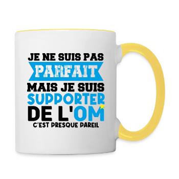 supporter football club humour football marseille - Mug contrasté - blanc/jaune - Droite
