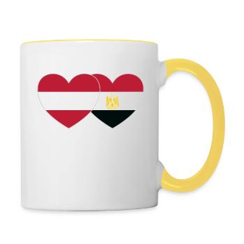 Austria Egypt Flag Heart - Contrasting Mug - white/yellow - Right