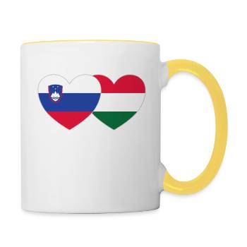 Slovenia Hungary Flag Heart - Contrasting Mug - white/yellow - Right