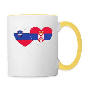 Slovenia Serbia Flag Heart - Contrasting Mug - white/yellow - Right