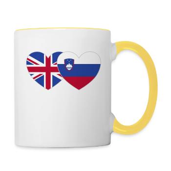 Großbritannien Slowenien Flagge Herz - Tasse zweifarbig - Weiß/Gelb - Rechts