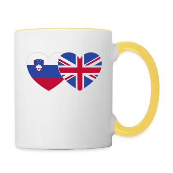 Slowenien England Flagge Herz - Tasse zweifarbig - Weiß/Gelb - Rechts