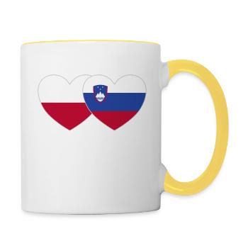 Polen Slowenien Flagge Herz - Tasse zweifarbig - Weiß/Gelb - Rechts