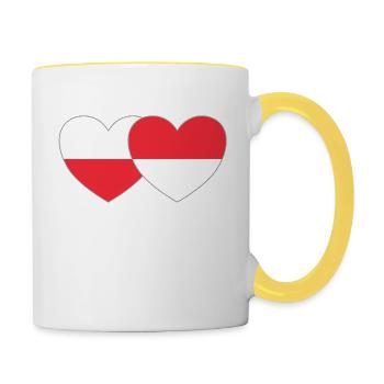 Poland Indonesia Flag Heart - Contrasting Mug - white/yellow - Right