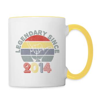 2014 | Vintage Legendary seit 2014 Jubiläum - Tasse zweifarbig - Weiß/Gelb - Rechts