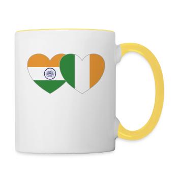 Indien Irland Flagge Herz - Tasse zweifarbig - Weiß/Gelb - Rechts