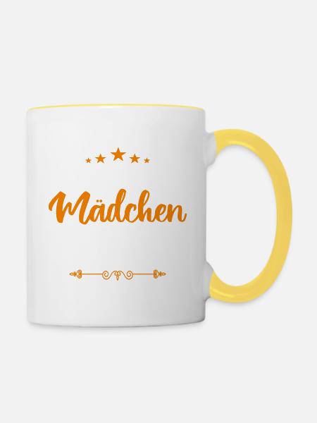 Baby Mädchen Ich darf das, ich bin ein Mädchen - Tasse zweifarbig - Weiß/Gelb