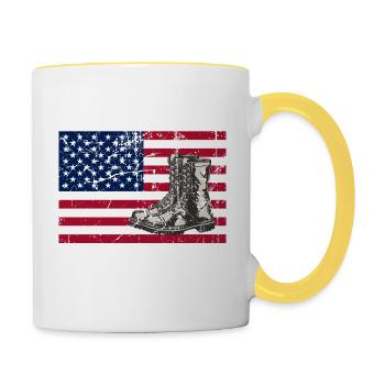 Willkommen zu Hause Mein Mann Mein Soldat Mein Held - Tasse zweifarbig - Weiß/Gelb - Rechts