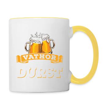 Vathor hat Durst - Vatertag - Trinken - Männertag - Tasse zweifarbig - Weiß/Gelb - Rechts