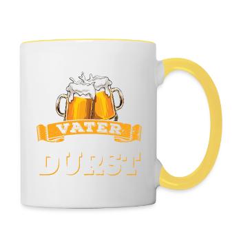 Vater hat Durst - Vatertag - Trinken - Männertag - Tasse zweifarbig - Weiß/Gelb - Rechts