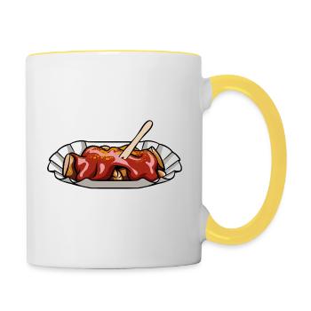 Currywurst is always the answer - Spruch - Tasse zweifarbig - Weiß/Gelb - Rechts