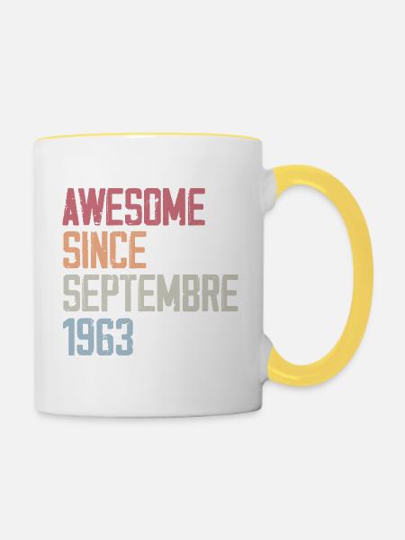 Légende Septembre 1963 Anniversaire Cadeau 1963 - Mug contrasté - blanc/jaune