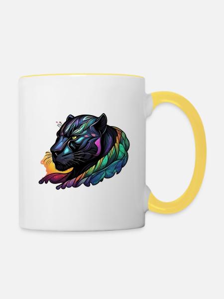 Panther - Tasse zweifarbig - Weiß/Gelb