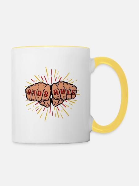 Dads Rule - Tasse zweifarbig - Weiß/Gelb