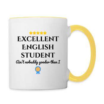 Excellent English student - Contrasting Mug - white/yellow - Right