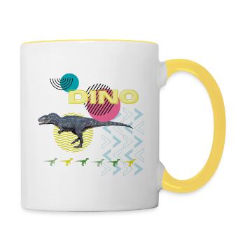 Dino - T-Rex - Contrasting Mug - white/yellow - Right