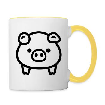 cochon - Mug contrasté - blanc/jaune - Droite