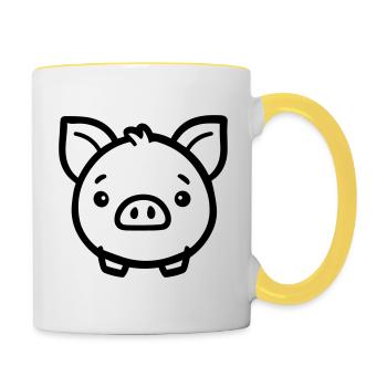 cochon - Mug contrasté - blanc/jaune - Droite