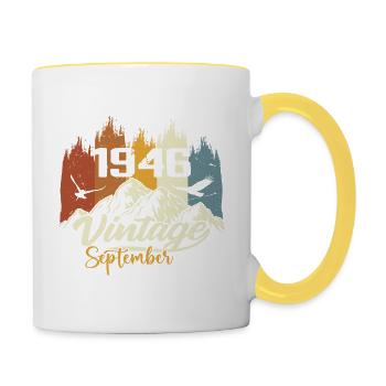 Les légendes sont nées en septembre 1946 Millésime 1946 - Mug contrasté - blanc/jaune - Droite