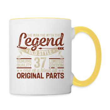 37 ans, Légendes 1987 Millésime 1987 Anniversaire - Mug contrasté - blanc/jaune - Droite