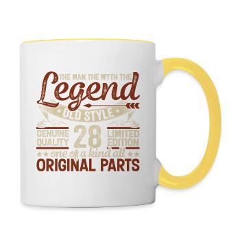 28 ans, Légendes 1996 Millésime 1996 Anniversaire - Mug contrasté - blanc/jaune - Droite