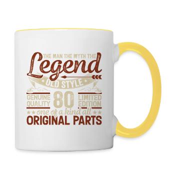 80 Years Old, Legends 1944 Vintage 1944 Jubilee - Contrasting Mug - white/yellow - Right
