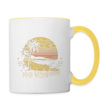 Original 1941 Vintage Geburtstagsgeschenk 83 Jahre - Tasse zweifarbig - Weiß/Gelb - Rechts