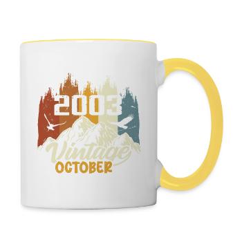 Né en octobre 2003 - Anniversaire octobre 2003 - Mug contrasté - blanc/jaune - Droite