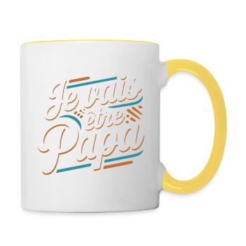 Je vais être papa - Mug contrasté - blanc/jaune - Droite