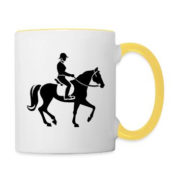 rider horse rider - Contrasting Mug - white/yellow - Right