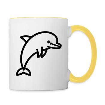 Delfin - Tasse zweifarbig - Weiß/Gelb - Rechts
