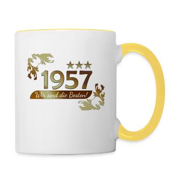 1957 - wir sind die Besten - Tasse zweifarbig - Weiß/Gelb - Rechts