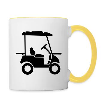 Golfwagen - Tasse zweifarbig - Weiß/Gelb - Rechts
