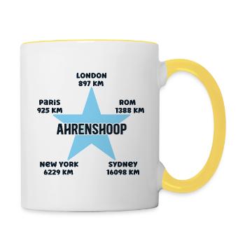 Ahrenshoop Ostseeküste Ostsee Urlaub Meck Pomm - Tasse zweifarbig - Weiß/Gelb - Rechts