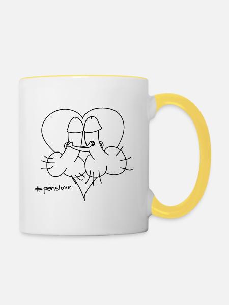 Penislove - Tasse zweifarbig - Weiß/Gelb